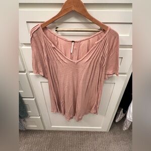 Free People Pink  V-neck Top